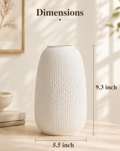 TACAHE Ceramic Vase Table Lamp, 2700K Bulb & 3 Artificial Flowers Included - style: Starry