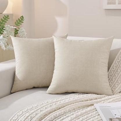 SYSLOON Linen Throw Pillow Covers Set of 2,24x24 Pillow Covers,Beige - color: Beige, size: 24" x 24" (Pack of 2)