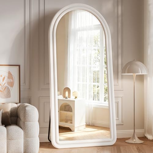 Arched Full Length Mirror 71"x32", Flannel Floor Mirror - color: Arch-white, size: 71"L x 32"W