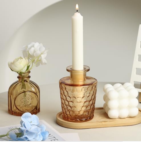 5pcs Amber Glass Bud Vase Set, Gold Small Flower Vases for Centerpieces - color: Amber, size: 5pcs