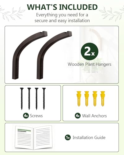 Stylish Wooden Plant Hanger – 2 Pack, 8-Inch Indoor/Outdoor Wall Hooks for Hanging Planters, Flower Pots, Lanterns, and Wind Chimes – Premium Beech Wood Home Decor - style: 6-Arc Style(2Pack)