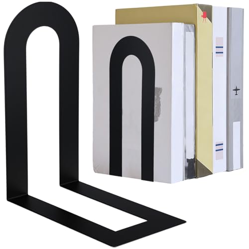 Chunful 6 Pcs Black Metal BookEnds Shelves, 7.5 x 5.75 x 3.5 in - color: Black, size: 7.5*5.75*3.5inch