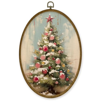 JMENGSSFL Christmas Tree Winter Hanging Gifts Oval Wall Decor, 8.6x11.4 - color: Christmas-8