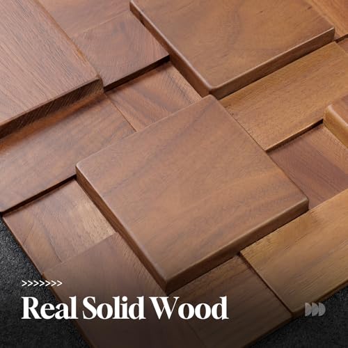 Framed 3D Textured Wood Wall Art for Living Room, Modern Minimalist 24x24 - color: Black and Walnut-A, size: 24"L x 24"W