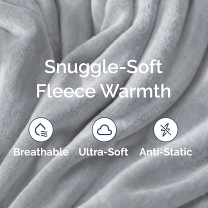 Ultra Soft Fleece Throw Blanket - College Dorm Room Essentials - Grey - color: 06 - Grey, size: Throw (50" x 60")