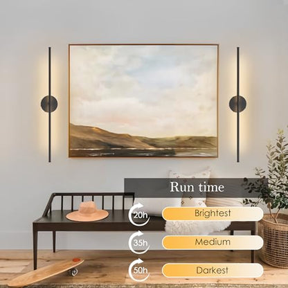 KARTOOSH Battery Operated Wall Sconces Set of Two Wireless Wall Lights - color: Black, size: 40.1 Inches