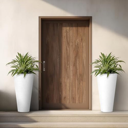 Kante Set of 2 White Plastic Round Planters 23" Tall Home & Outdoor - color: White, size: 23" H