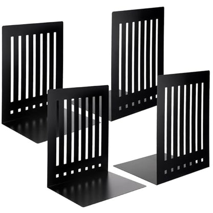 4 Pcs 10 Inch Heavy Duty Bookends Non-Skid Base, Black - color: Black, size: 10 Inch