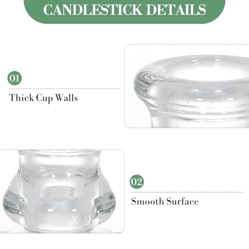 Garvee 6-Pack Glass Hurricane Candle Holders, 12" Tall Clear Candleholder Chimney Tube, 2.2" Taper Candlestick Holder with Cylinder Sleeves for Wedding Christmas Birthday Decor