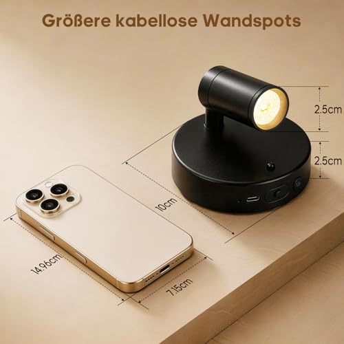 Spotlights Indoor with Remote, 5500Mah Rechargeable Picture Lights on Wall - color: Black-5500mAh