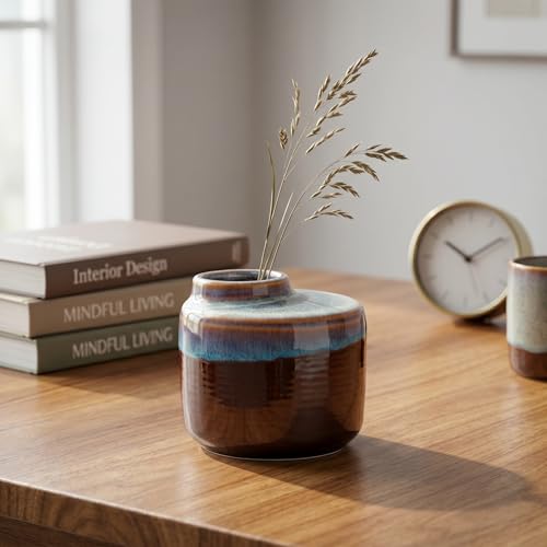 Brown Ceramic Vase, 5 Inch - color: Dark Brown, size: 5 Inch