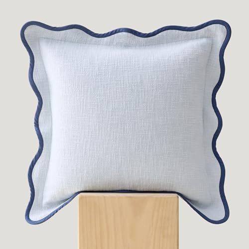 Double Stitch 100% Cotton Scalloped Throw Pillow Covers, Arctic Blue - color: Arctic Blue, size: 20" x 20" (Pack of 1)