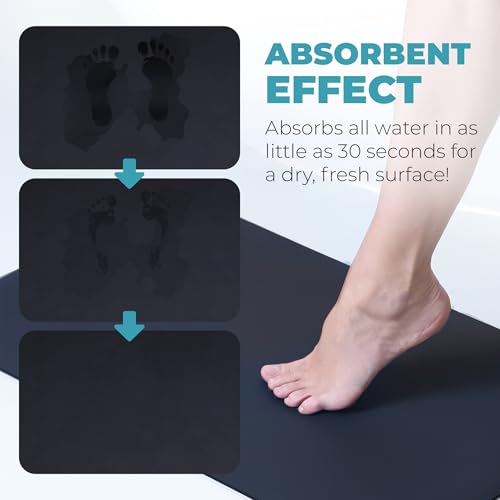 Homergy Bath Mat for Bathroom Non Slip, Quick Dry, 16x24 in, Black - color: Black, size: 16" x 24"