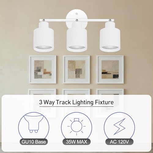 3-Light Led Track Lighting,White Ceiling Lighting Fixtures,Wall Sconces Ceiling Spotlight with Foldable Light Arms for Kitchen, Closet, Bedroom,GU10 Socket, Bulbs Not Included - color: 3 light White