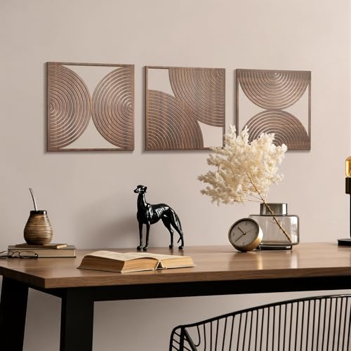 Yerliker 3 Pcs Modern Wall Decor, Mid Century, 11.8 x 11.8 x 0.2 Inch - size: 11.8 x 11.8 x 0.2 Inch, style: Mid Century