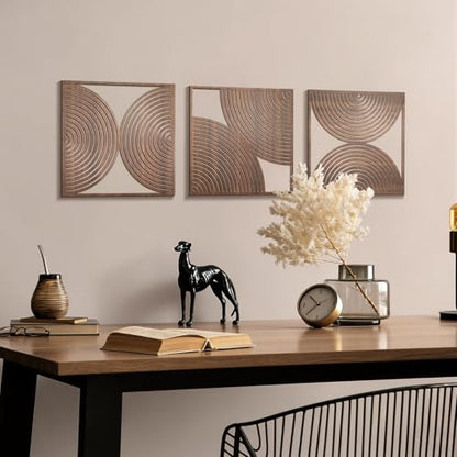 Yerliker 3 Pcs Modern Wall Decor, Mid Century, 11.8 x 11.8 x 0.2 Inch - size: 11.8 x 11.8 x 0.2 Inch, style: Mid Century