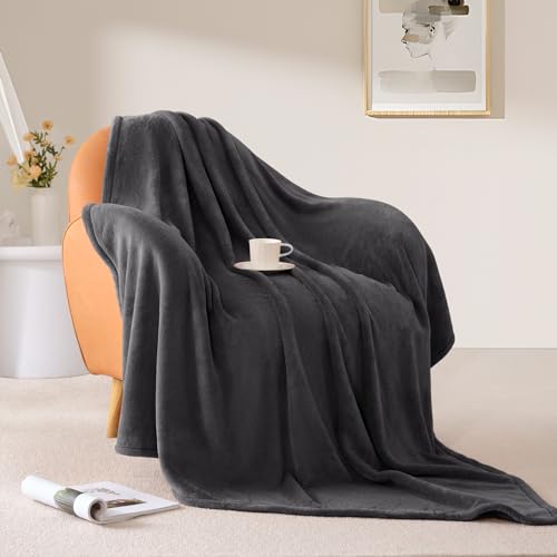 BEAUTEX Fleece Blanket Twin Size Soft Flannel Throw Lightweight Fuzzy - color: Graphite, size: Twin