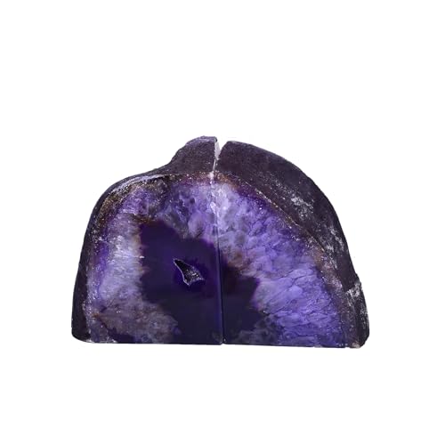 AMOYSTONE Purple Agate Bookends Book Stoppers for Living Room Shelves - color: Purple, size: 6-7 Pounds