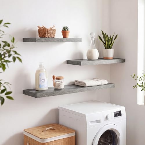 RICHFOCUS Bathroom Floating Shelves for Wall 2Pack|Grey|20" L - color: Grey, size: 20"L x 8"D, Set of 2