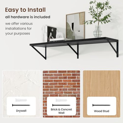 Axeman Deep Floating Shelves, 40'' x 10'' Black Wall Shelves Set of 2 - color: Black, size: 40W x 10D