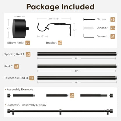 Zeerobee Curtain Rods for Windows 32 to 72 Inch, Black Curtain Rod - color: Black, size: 32"-72"