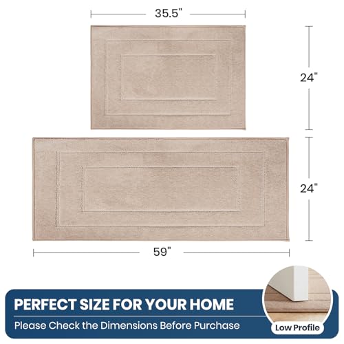 PURRUGS Kitchen Rug and Runner, Set of 2, 24" x 35.5"+ 24" x 59", Beige - color: Beige, size: 24" X 35.5"+ 24" X 59"
