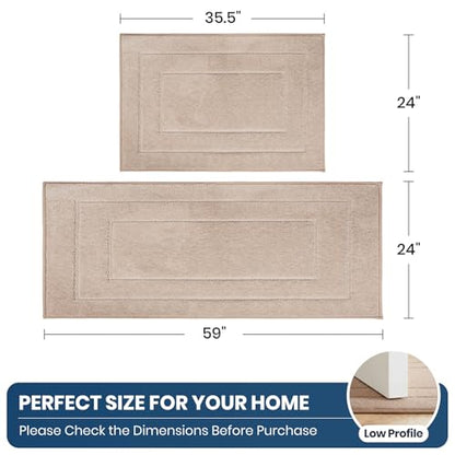 PURRUGS Kitchen Rug and Runner, Set of 2, 24" x 35.5"+ 24" x 59", Beige - color: Beige, size: 24" X 35.5"+ 24" X 59"