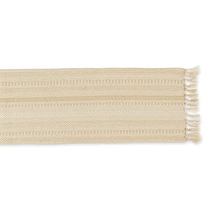 DII Braided Stripe Table Runner, 15x108 with 2.5" Fringe, Vintage Linen