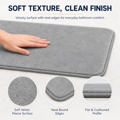 RUN HELIX Bathroom Rugs Sets 3 Piece, Soft Absorbent Memory Foam Bath Mats Set, Dry Fast Bath Mat, Machine Washable Bath Rug Set for Bathroom （Ash Gray） - color: Ash Gray