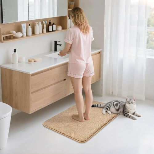COSYHOMEER Extra Thick Bath Rugs for Bathroom Non Slip Bath Mat 16x24 Beige - color: Beige, size: 1'4" X 2' (Rectangular)
