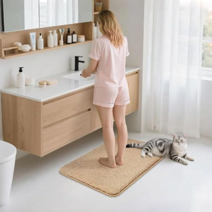 COSYHOMEER Extra Thick Bath Rugs for Bathroom Non Slip Bath Mat 20x32 Beige - color: Beige, size: 1'8" X 2'8" (Rectangular)