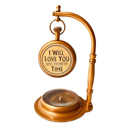 ALADEAN Decorative TableClock Compass Desk Sundial - (Love You) - style: Love You