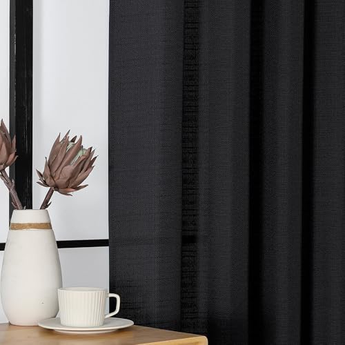 Black Window Curtains for Bedroom 54 Inch Length 2 Panels Set - color: Black, size: 40"W x 54"L (Pack of 2)