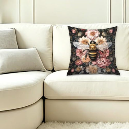 William Morris Inspired Floral Bumblebee 장식용 쿠션 커버 45.7x45.7cm - color: 색상 F