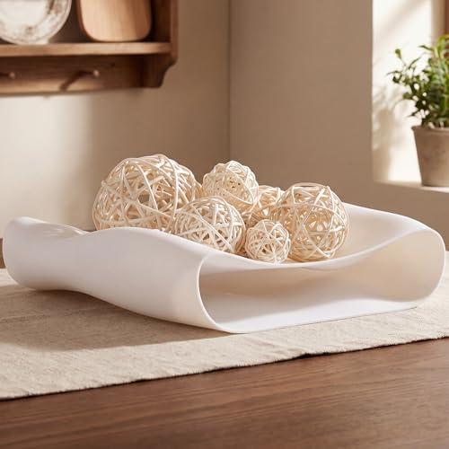 Qinyoung 12" Decorative Tray for Coffee Table, Modern Living Centerpiece