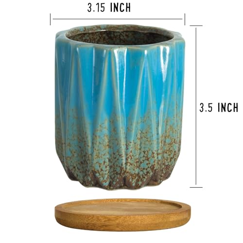 Succulent Pots, 3.15 Inch Small Plant Pots with Drainage Trays Set of 6 - color: Colorful - 3.15*3.5 Inch