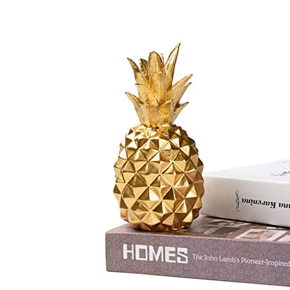 BRABUD Resin Pineapple Statue, Gold Modern Luxury Tabletop Decor, 7.8in (H) - color: Gold