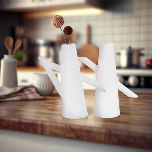Howard Elliott Collection Astrid Ceramic Vase II, Matte White Scandinavian Design with Clean Lines, Modern Decorative Accent for Table, Shelf or Console, 10H x 9W x 3.5D - size: Vase - II