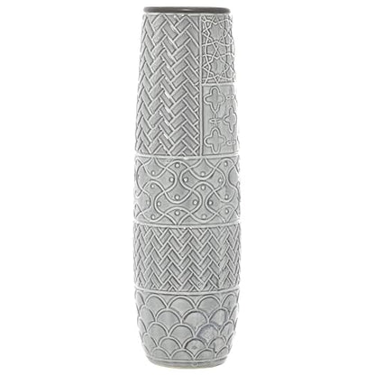 Deco 79 Ceramic Decorative Vase Slim Engraved Patterned Centerpiece Vase, Flower Vase for Home Decoration 7" x 7" x 22", Gray - size: 7" x 7" x 22"