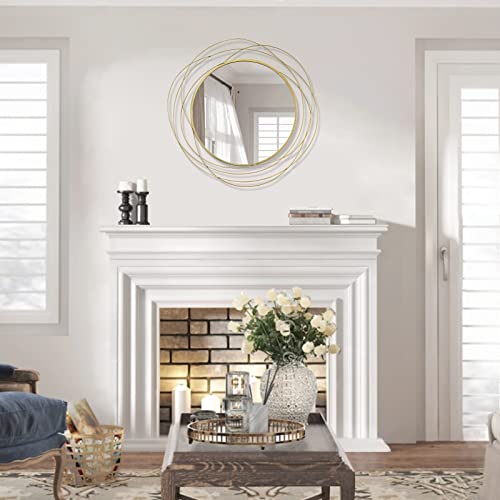 ironsmithn 20 Inch Round Gold Vanity Wall Mirror - color: Gold, size: 20" x 20"