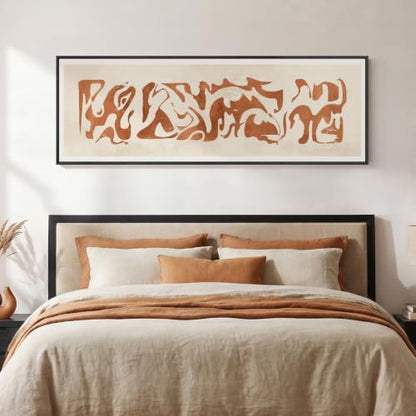 Large Framed Wabi Sabi Terracotta Abstract Wall Art, Long Vertical 20x60 In - color: Terracotta Shapes, size: 60"L x 20"W