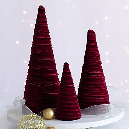 Your Heart's Content Set of 3 Burgundy Velvet Trees (Burgundy) - color: Burgundy