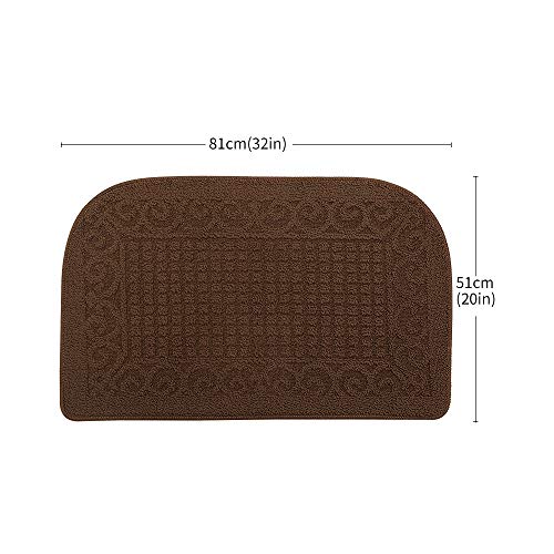 COSY HOMEER 32x20 Half Round Kitchen Rug,Non Slip Washable Mat,Brown 1PC - color: Brown, size: 1'8" x 2'8" (Semicircular)