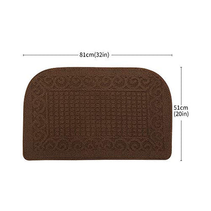 COSY HOMEER 32x20 Half Round Kitchen Rug,Non Slip Washable Mat,Brown 1PC - color: Brown, size: 1'8" x 2'8" (Semicircular)