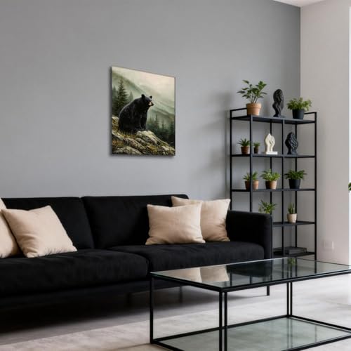 Halioyo Forest Black Bear Wall Art, Rustic Farmhouse Wall Decor(18x24 in) - color: Painting-13, size: 24"L x 18"W