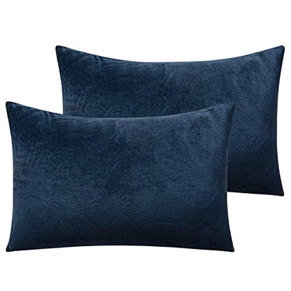 NTBAY Toddler Velvet Pillowcases, Set of 2, Zipper, Navy Blue - color: Navy Blue, size: 18" x 13" (Pack of 2)