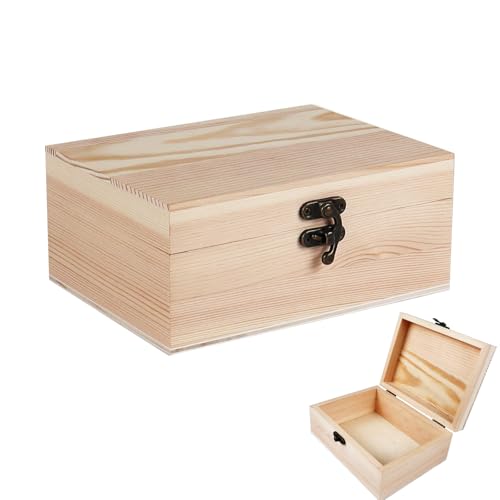 Small Unfinished Wood Box with Lid 1 Pack 6.69’’ x 5.12’’ x 2.95’’