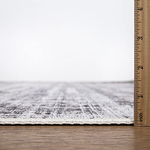 Bloom Rugs Washable Non-Slip 7 ft Runner - Gray/Charcoal/Blue Modern Abstract Runner for Entryway, Hallway, Bathroom, and Kitchen - Exact Size: 2.5' x 7' - color: Gray / Charcoal / Blue, size: 2'6" x 7' (Runner)