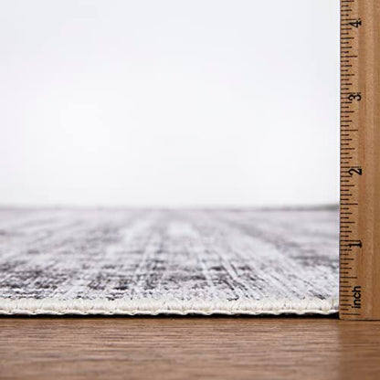 Bloom Rugs Washable Non-Slip 7 ft Runner - Gray/Charcoal/Blue Modern Abstract Runner for Entryway, Hallway, Bathroom, and Kitchen - Exact Size: 2.5' x 7' - color: Gray / Charcoal / Blue, size: 2'6" x 7' (Runner)