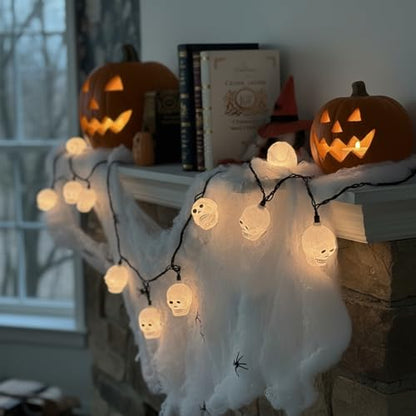 8.5FT Halloween Skull String Lights, Plug-in 10 LED Decor - color: Grimace String Lights